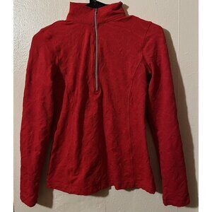 Sno Skins Women's XS  Long Sleeve 1/4 Zip Red Nylon Blend Geometric Top USA